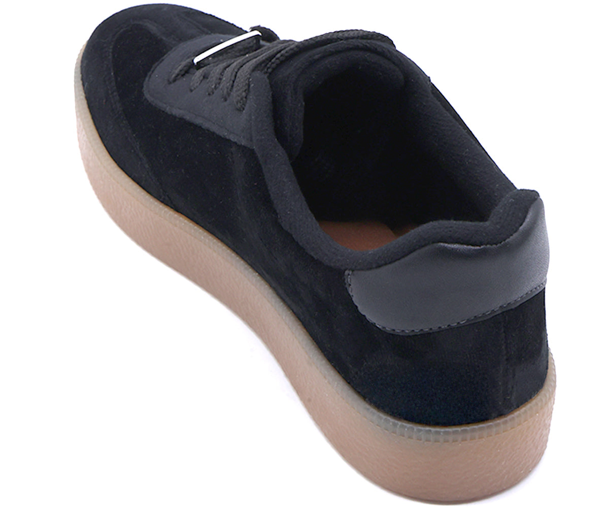 Br Black Suede Striped Gum Trainers
