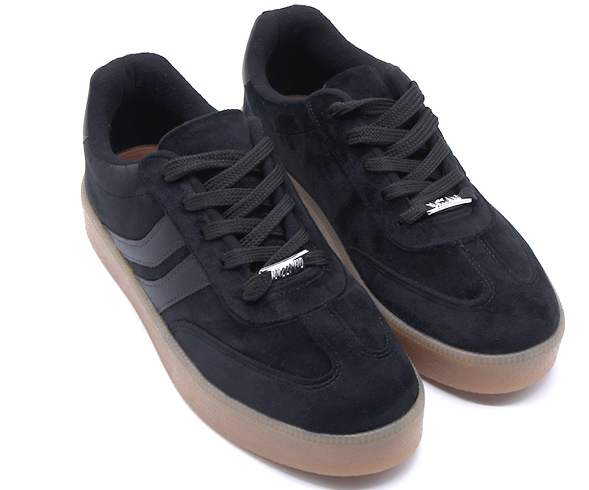 Br Black Suede Striped Gum Trainers