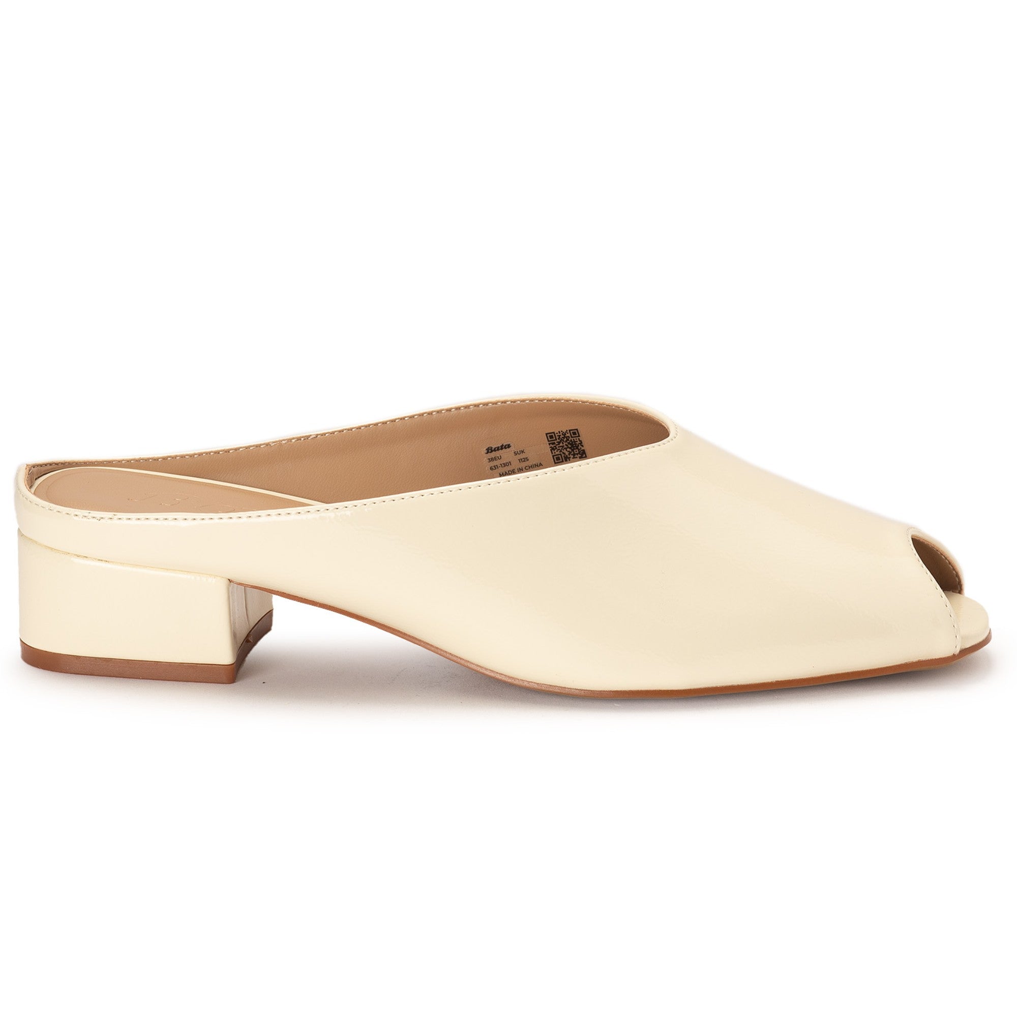 Beige Peep-Toe Mules