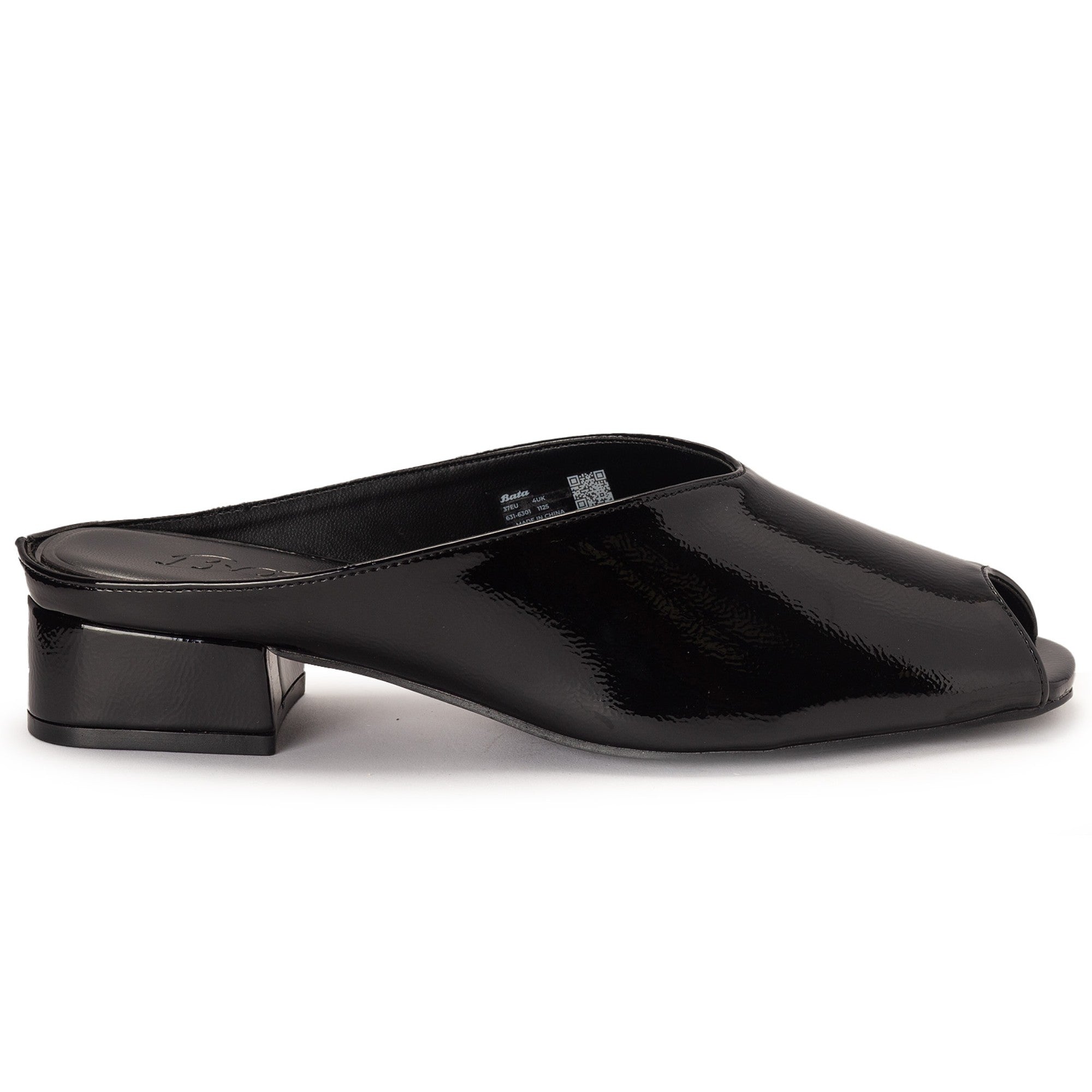 Black Peep-Toe Mules