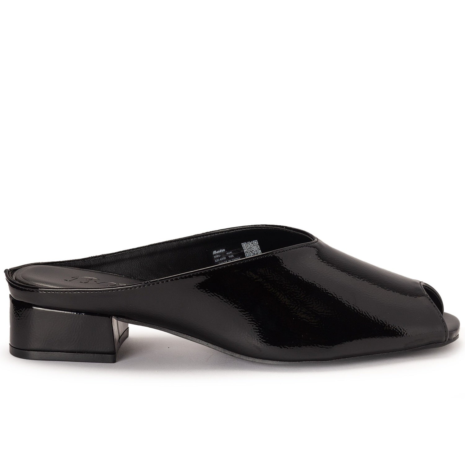 Black Peep-Toe Mules