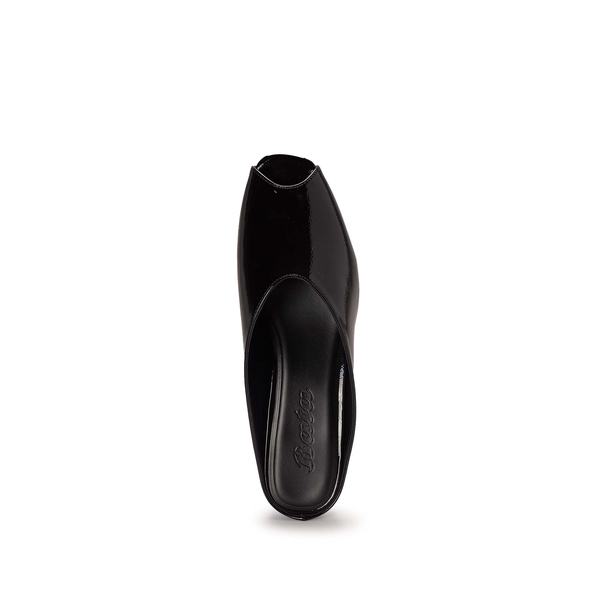 Black Peep-Toe Mules