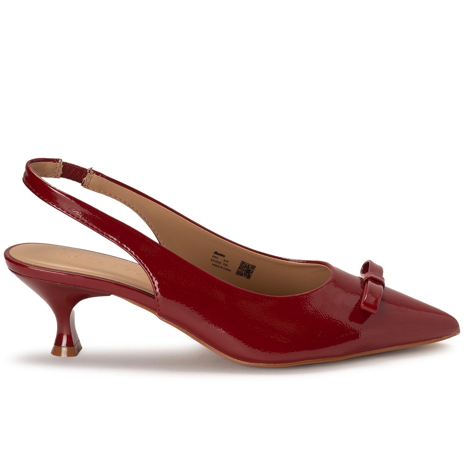 Red Patent Low Bow Slingbacks