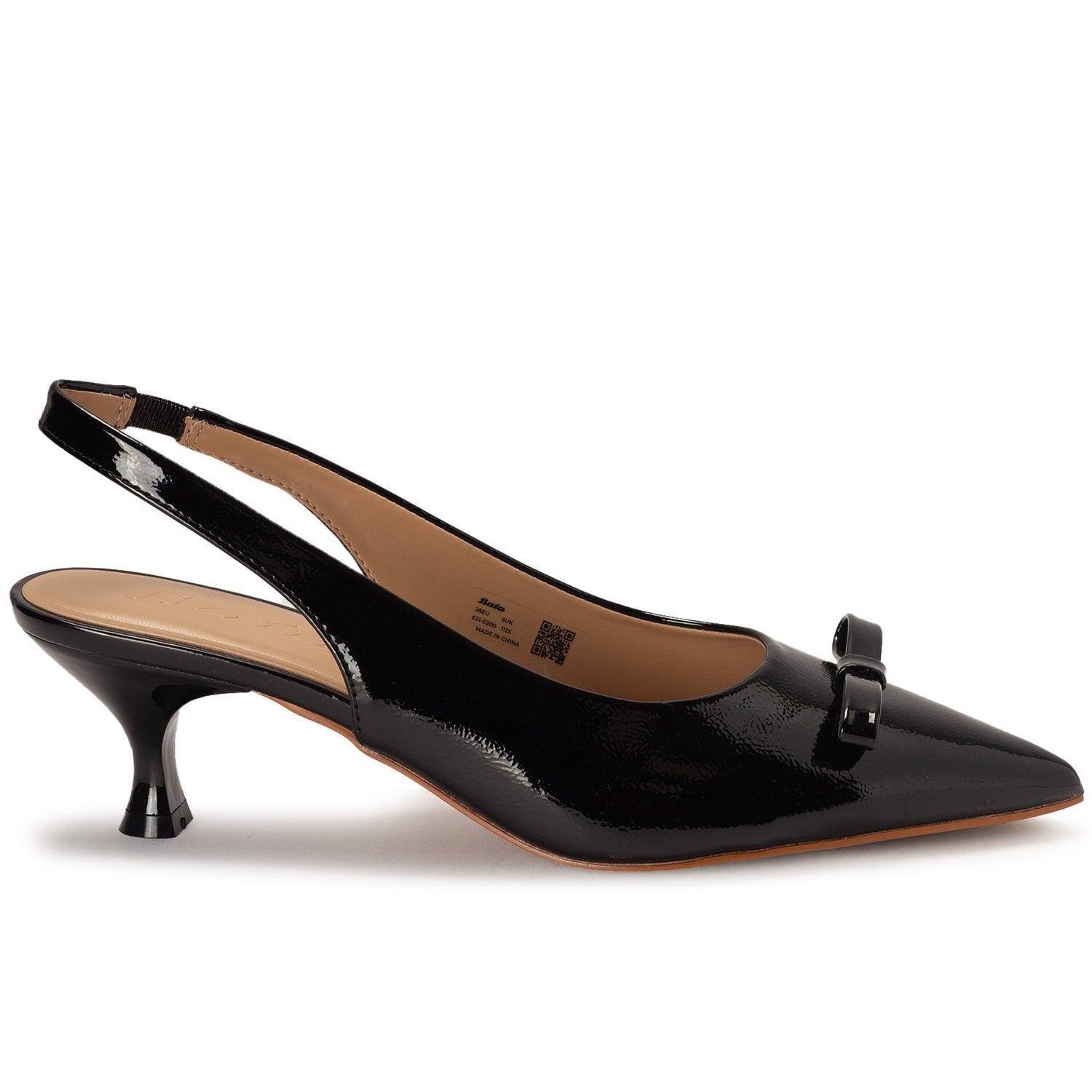 Black Patent Low Bow Slingbacks