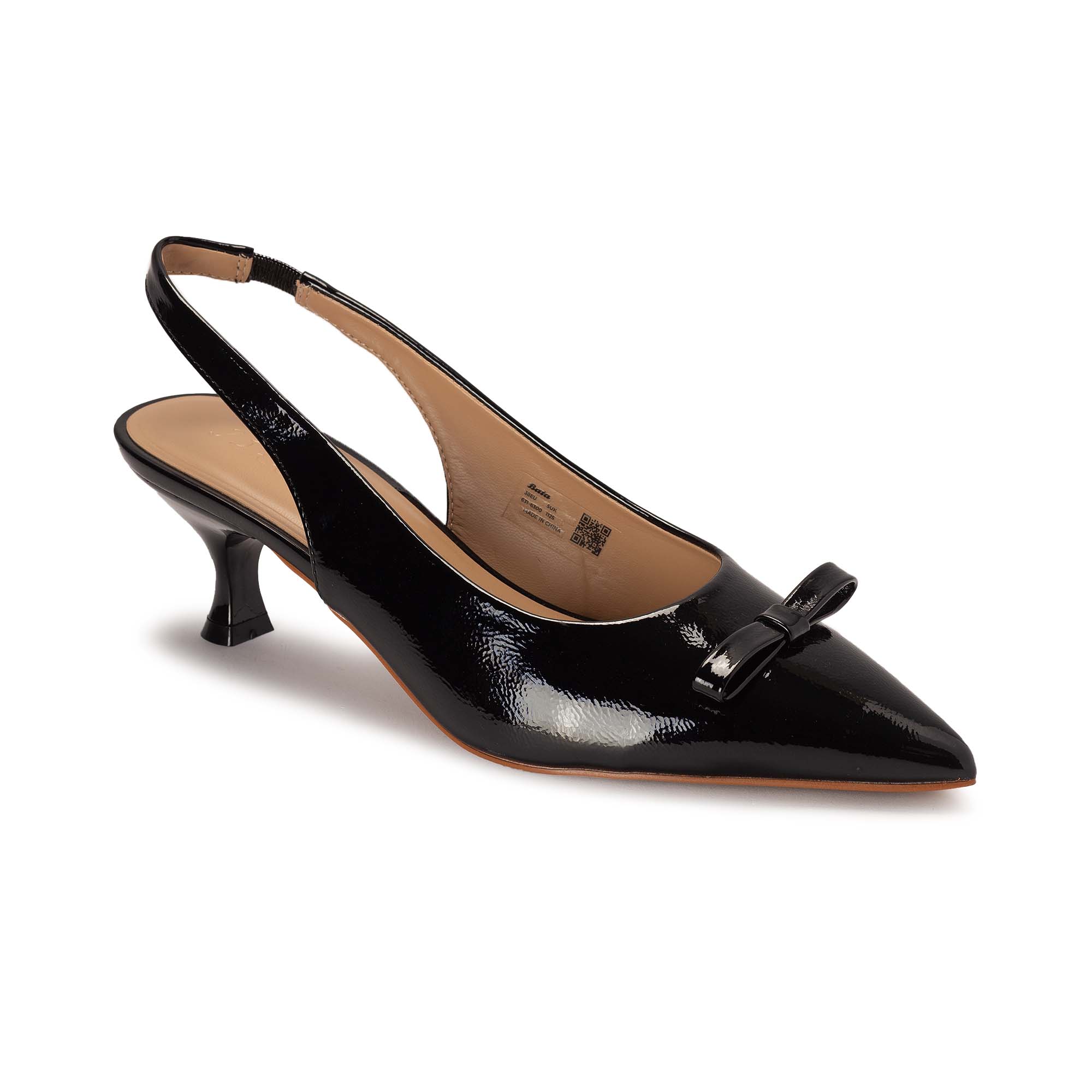 Black Patent Low Bow Slingbacks