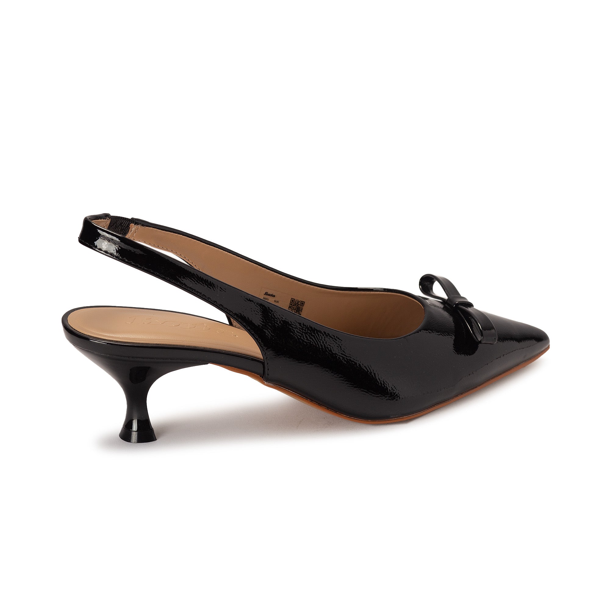 Black Patent Low Bow Slingbacks