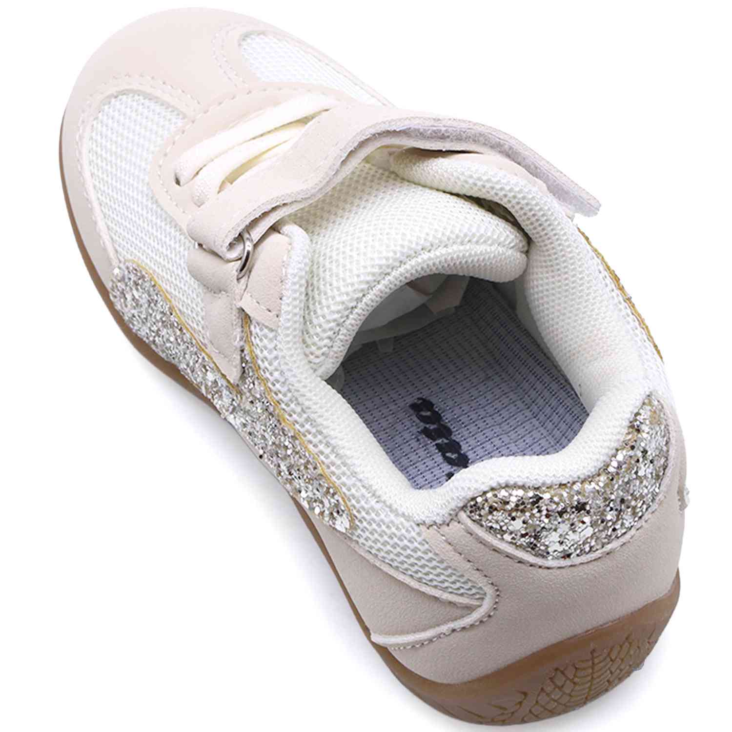 Girls Beige Glitter Trainers