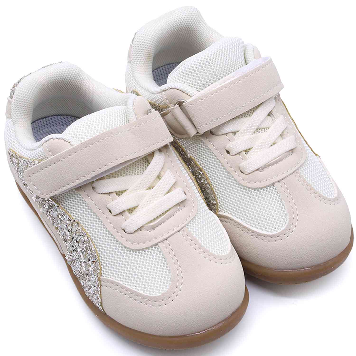 Girls Beige Glitter Trainers