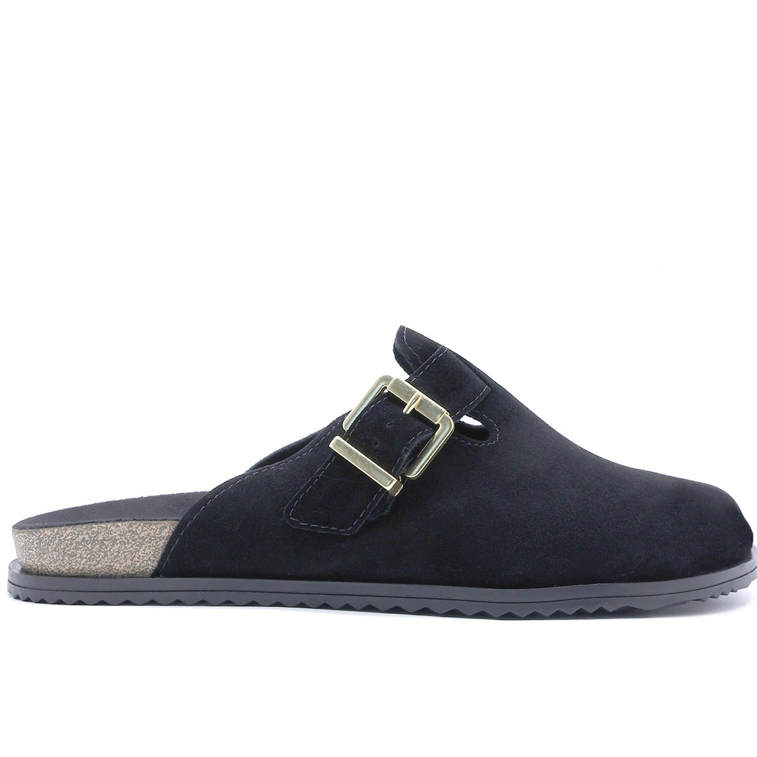 BR Black Suede Cork Clogs