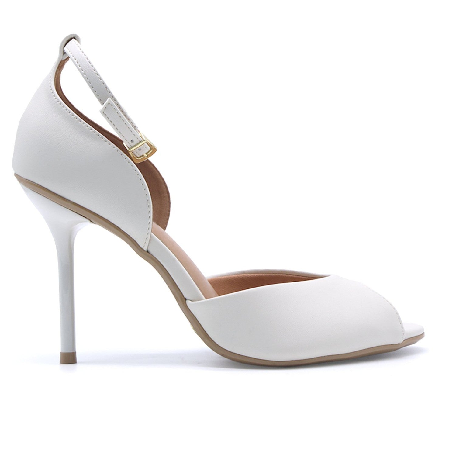 BR White High Heel Peep-Toe Sandal