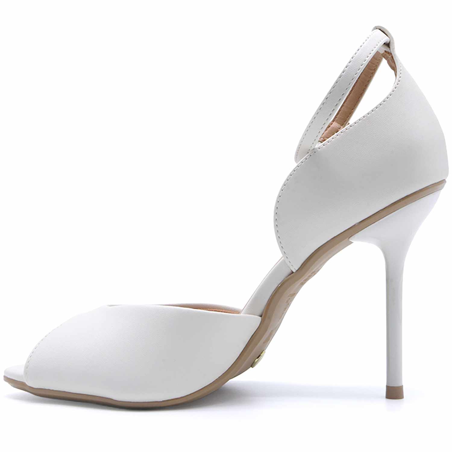 BR White High Heel Peep-Toe Sandal