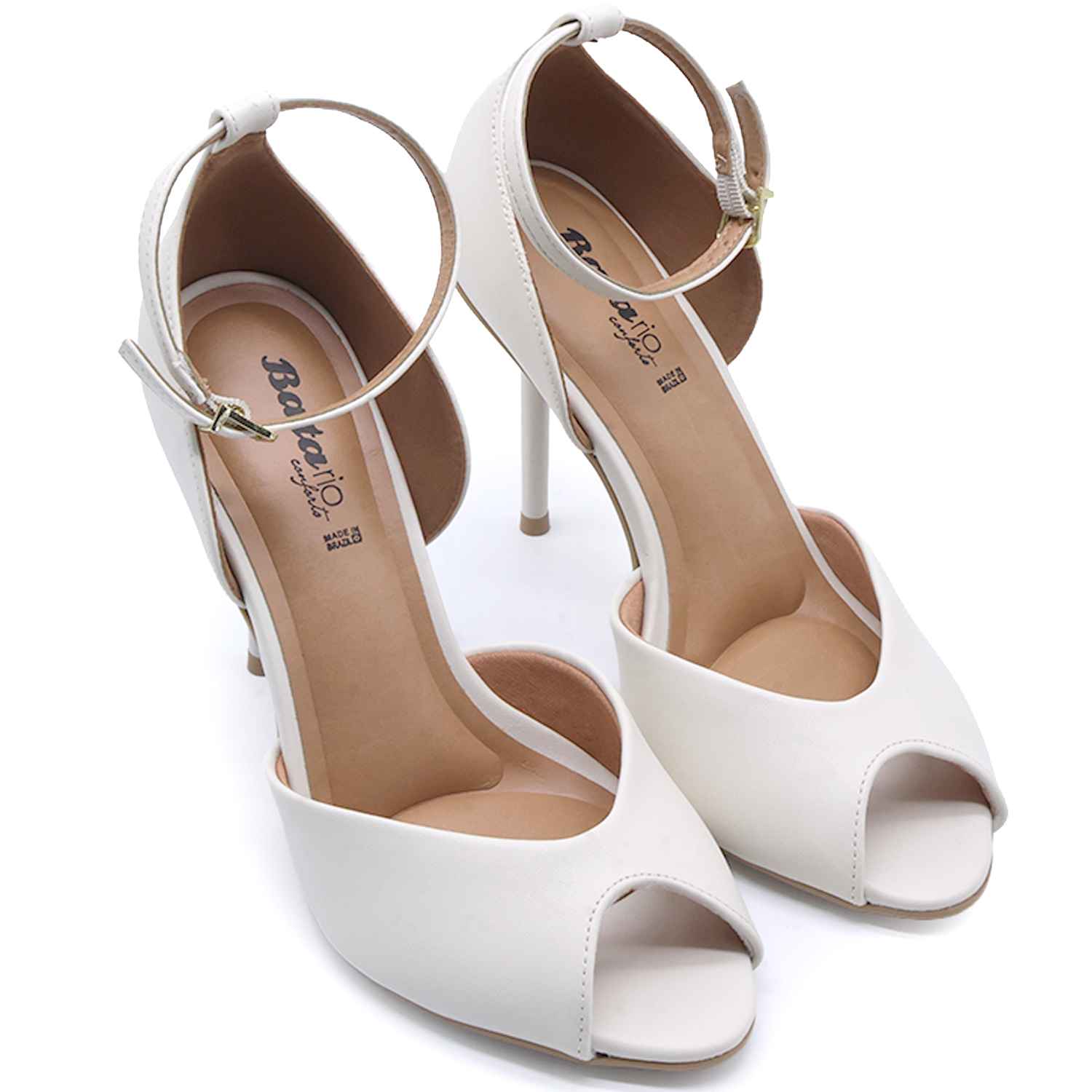 BR White High Heel Peep-Toe Sandal