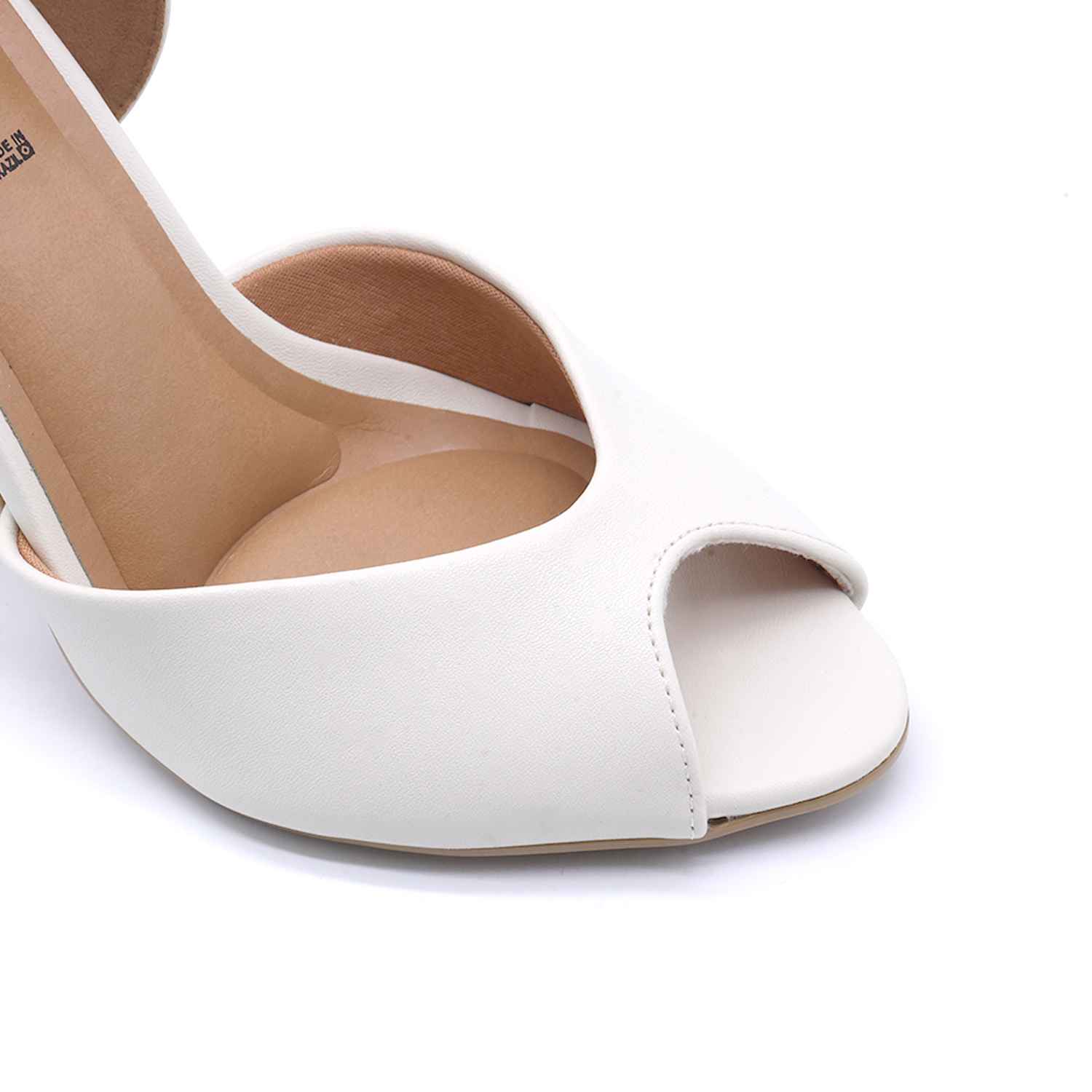 BR White High Heel Peep-Toe Sandal