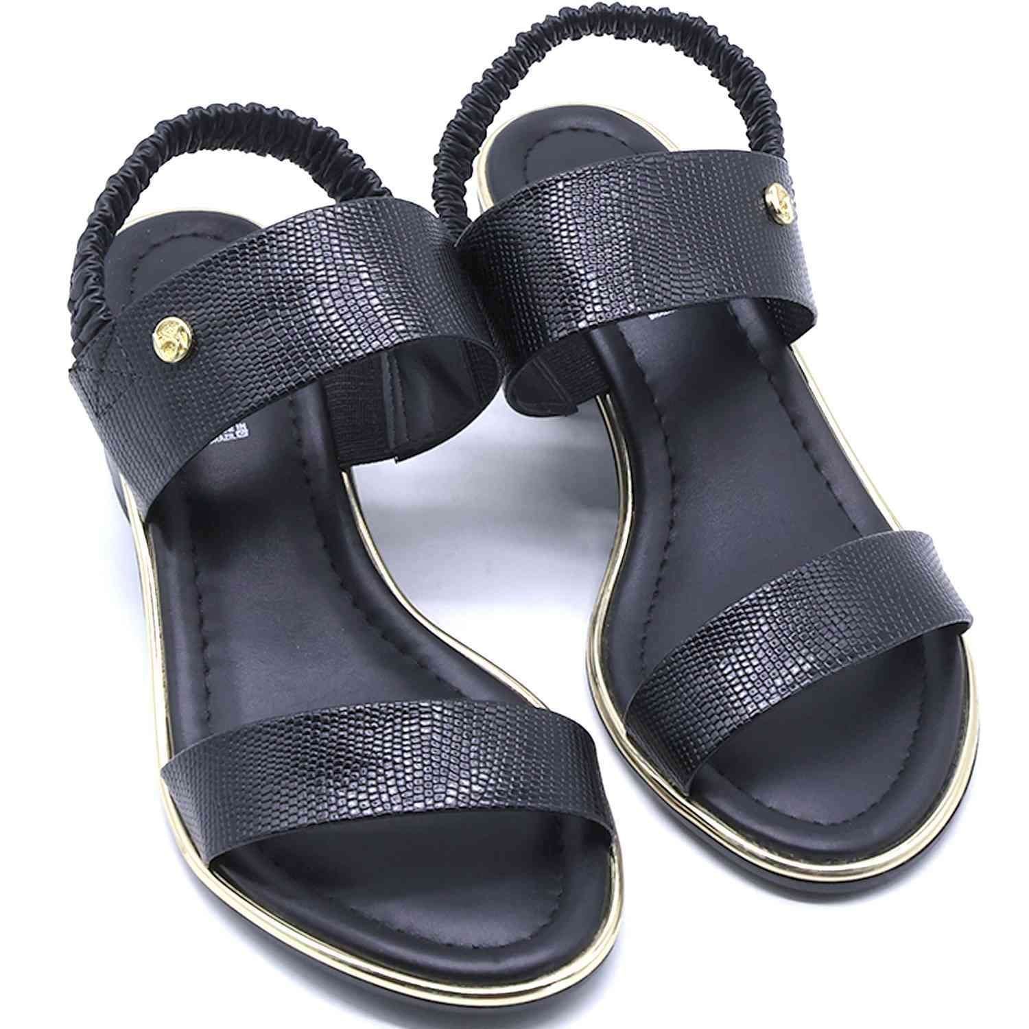 BR Gold Trimmed Black Snake Sandal