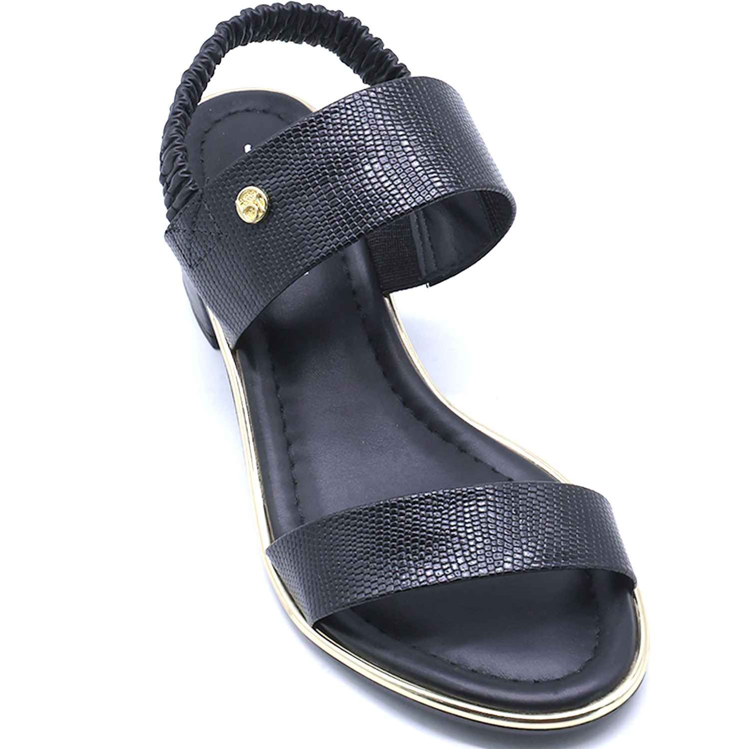BR Gold Trimmed Black Snake Sandal