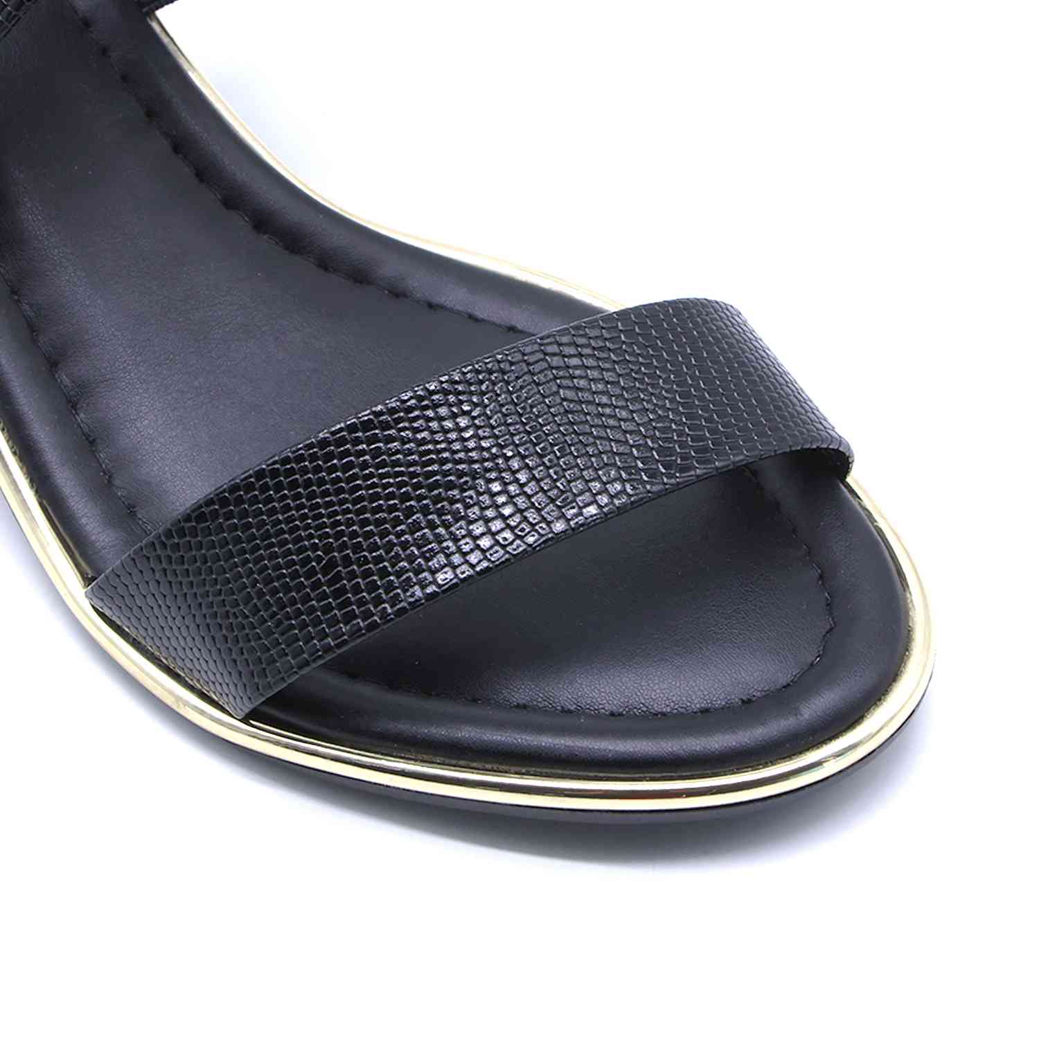 BR Gold Trimmed Black Snake Sandal