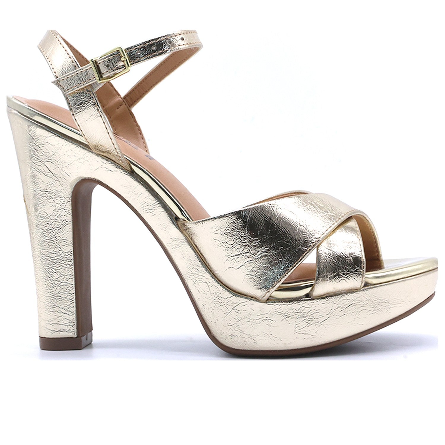 BR Gold Crossover Platform Sandals