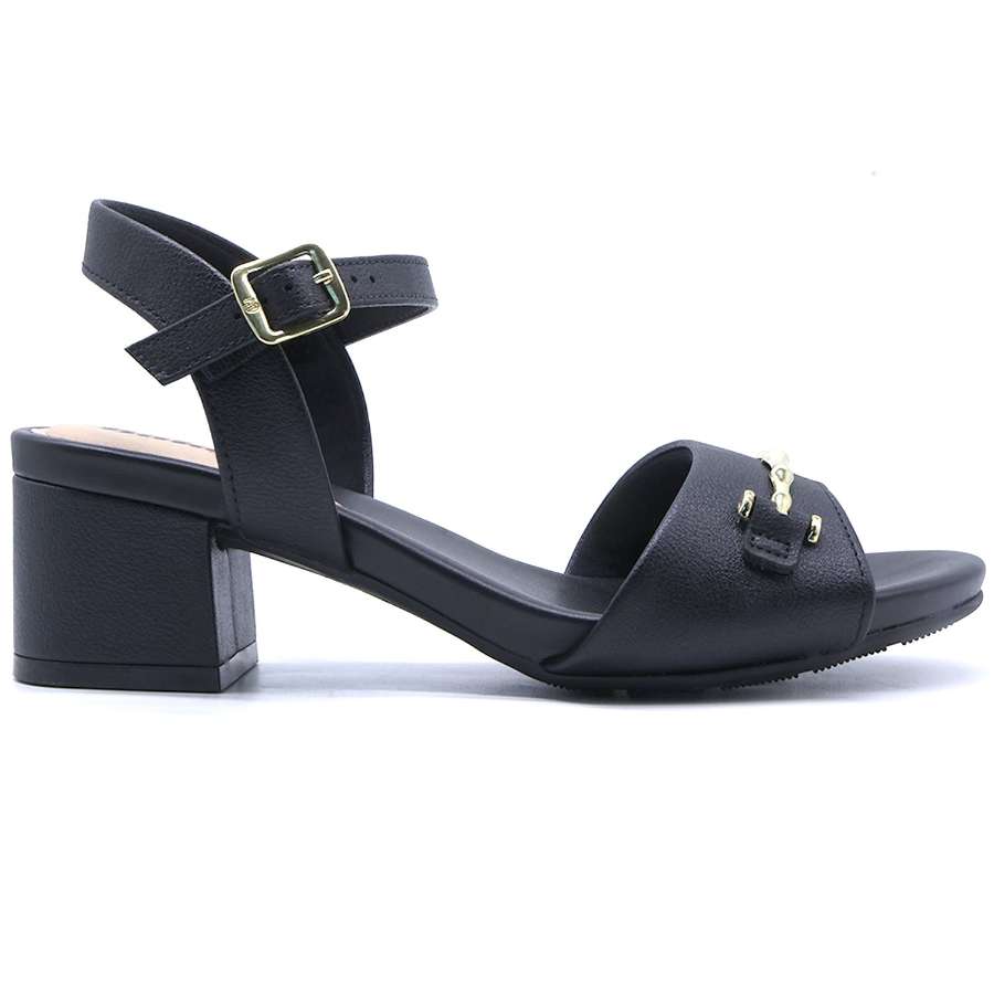BR Black Horsebit Block Heel Sandal
