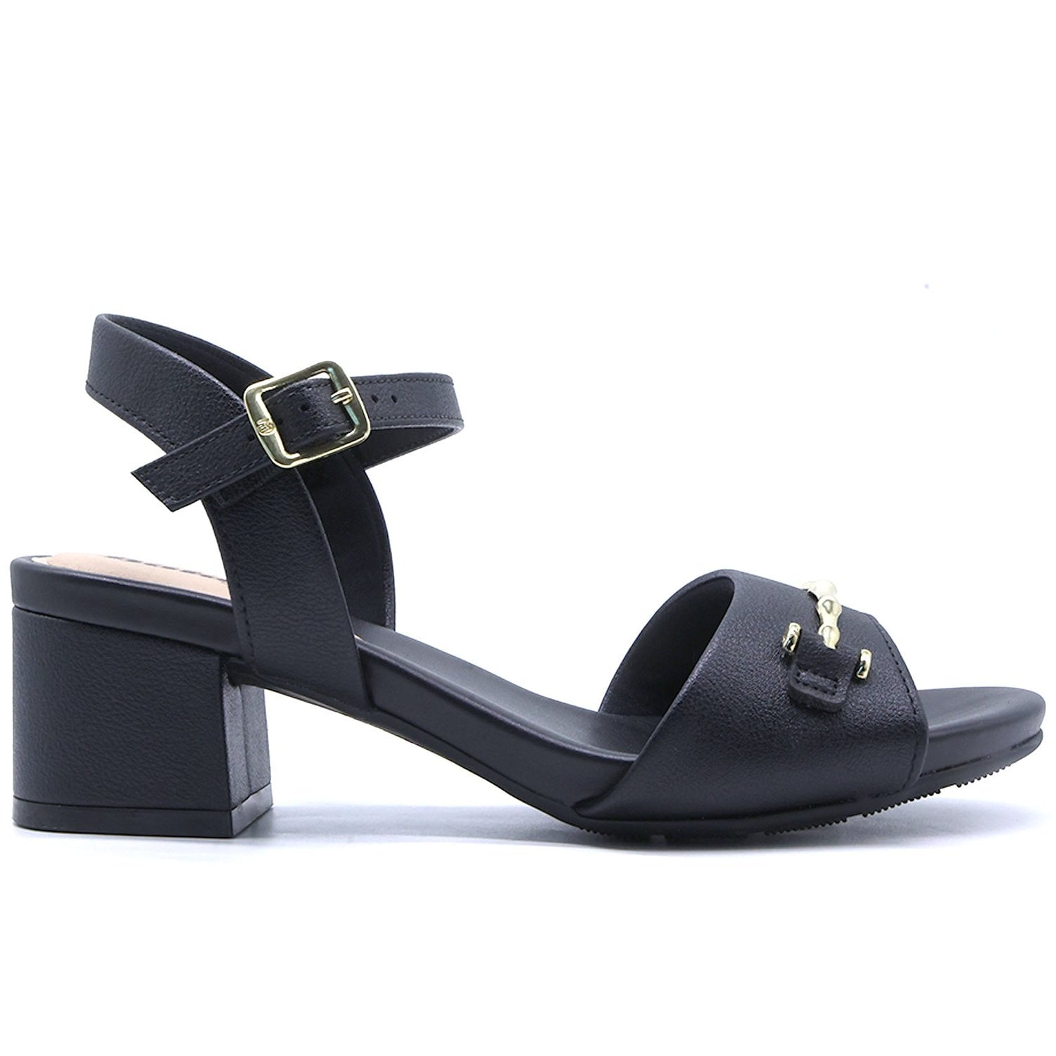 BR Black Horsebit Block Heel Sandal