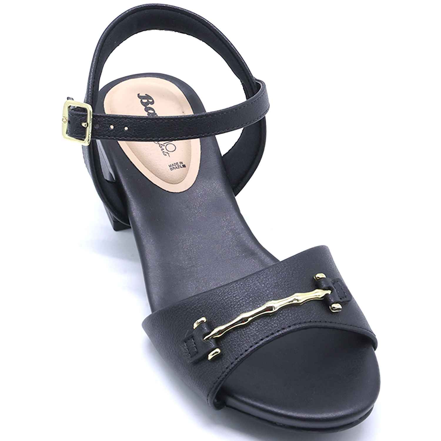 BR Black Horsebit Block Heel Sandal