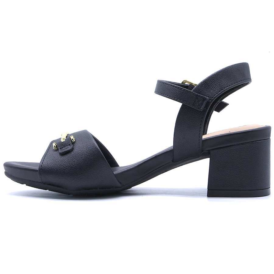 BR Black Horsebit Block Heel Sandal