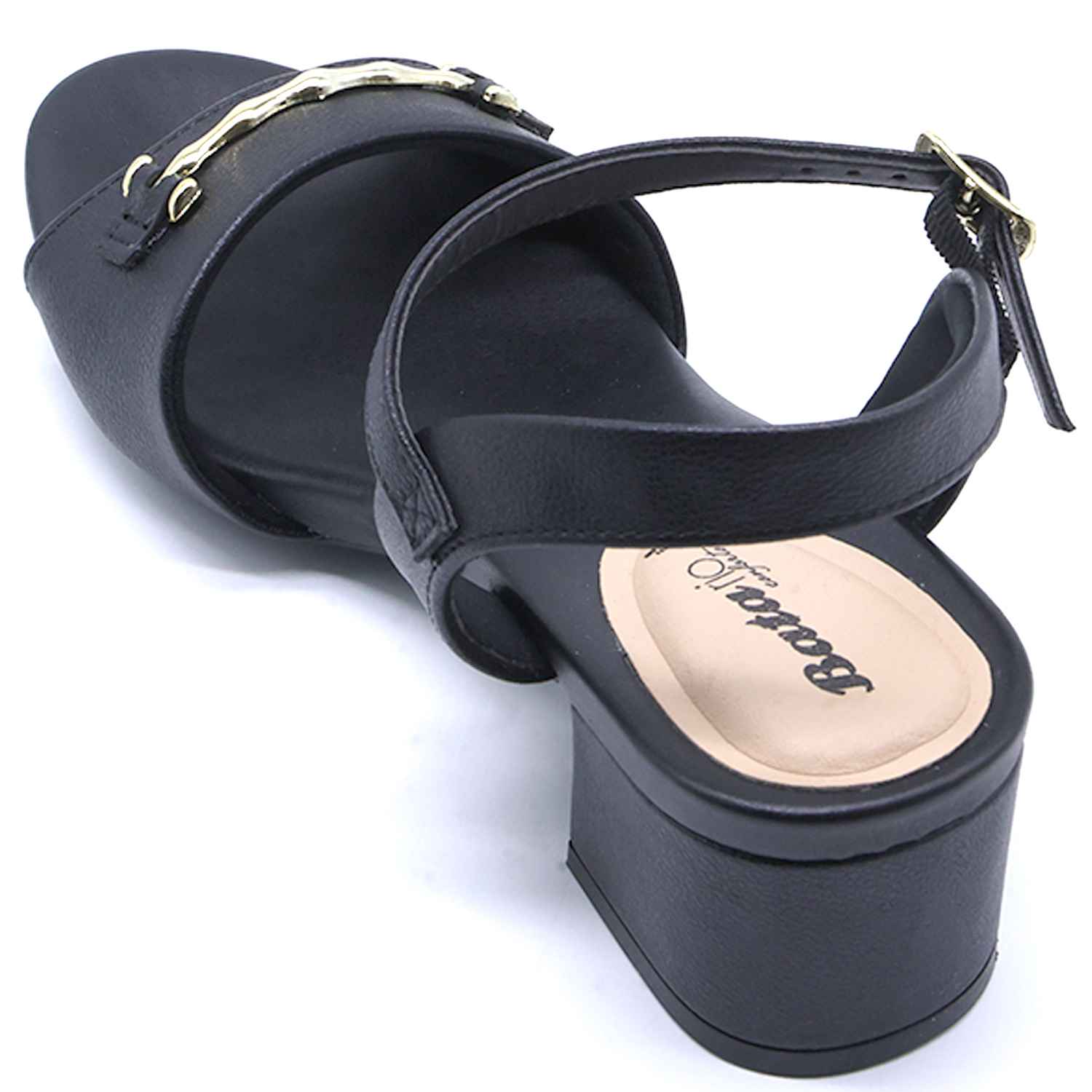 BR Black Horsebit Block Heel Sandal