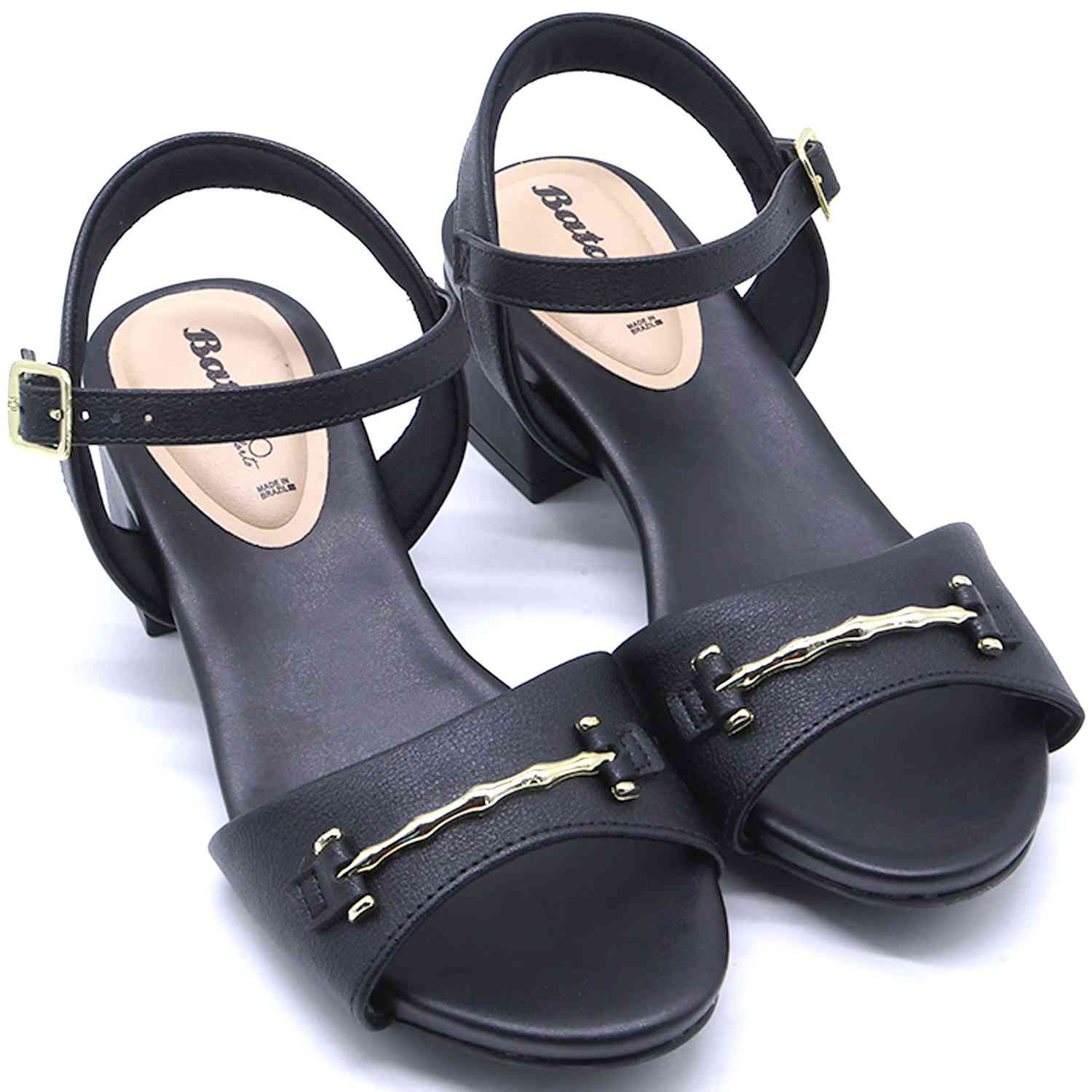 BR Black Horsebit Block Heel Sandal