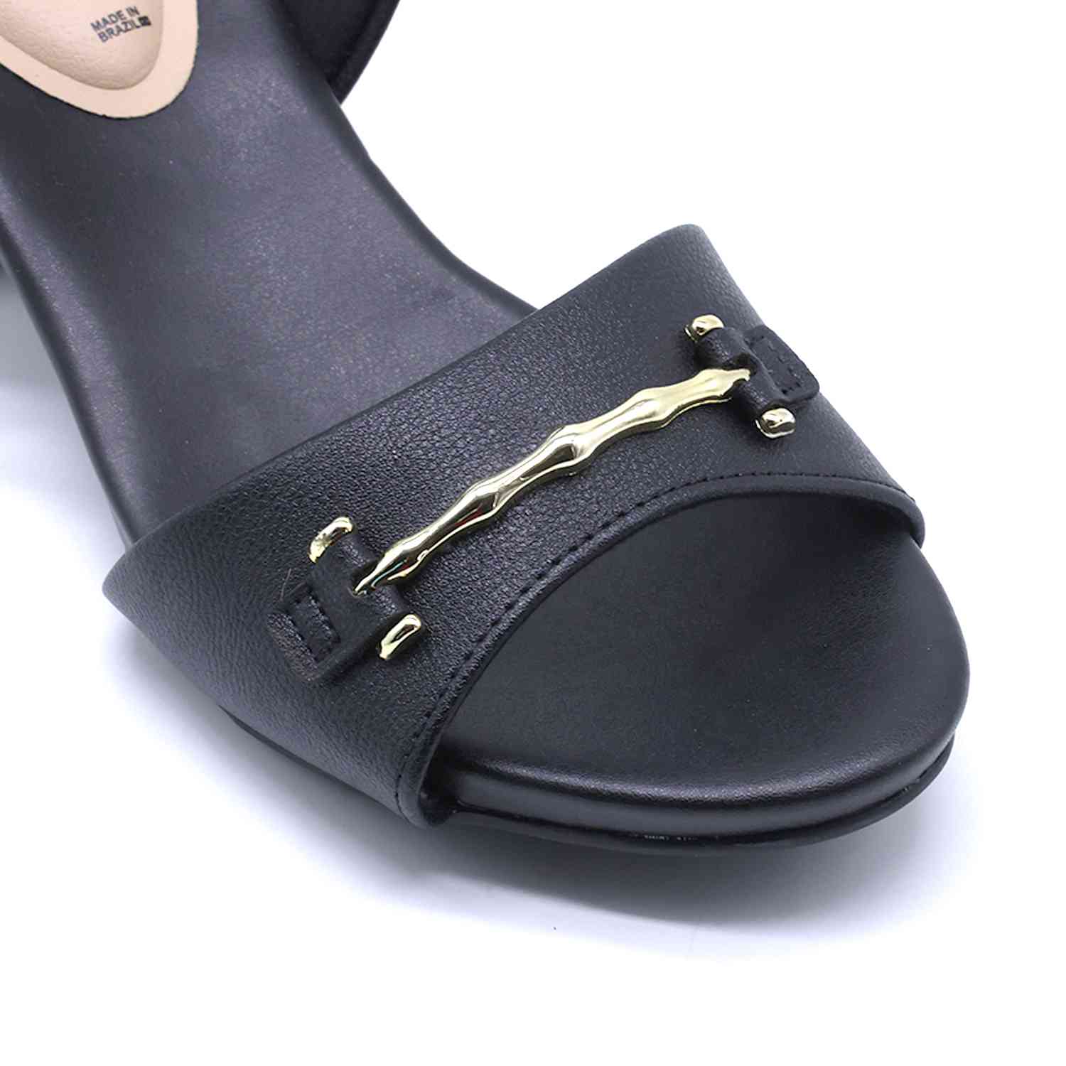 BR Black Horsebit Block Heel Sandal