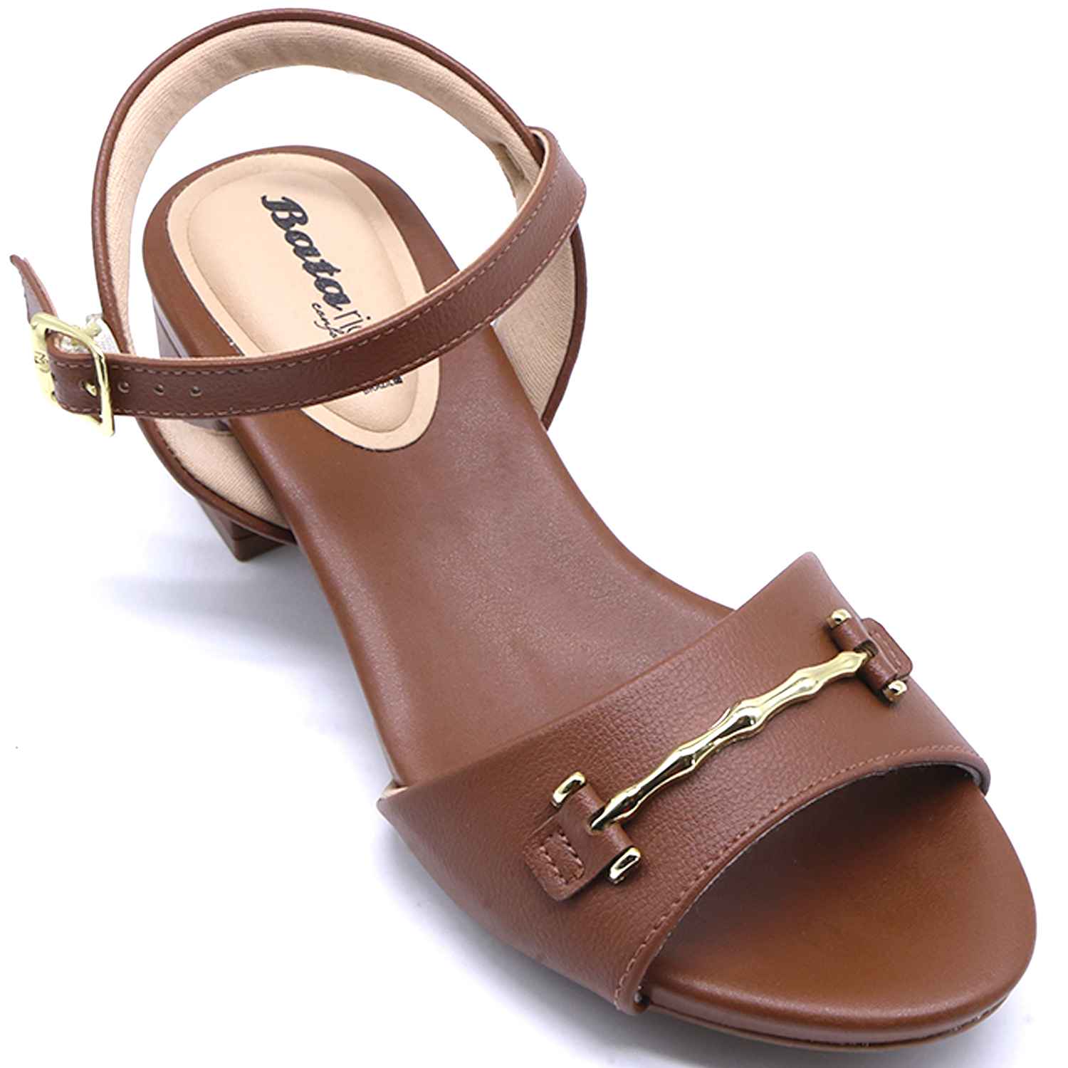 BR Brown Horsebit Block Heel Sandal