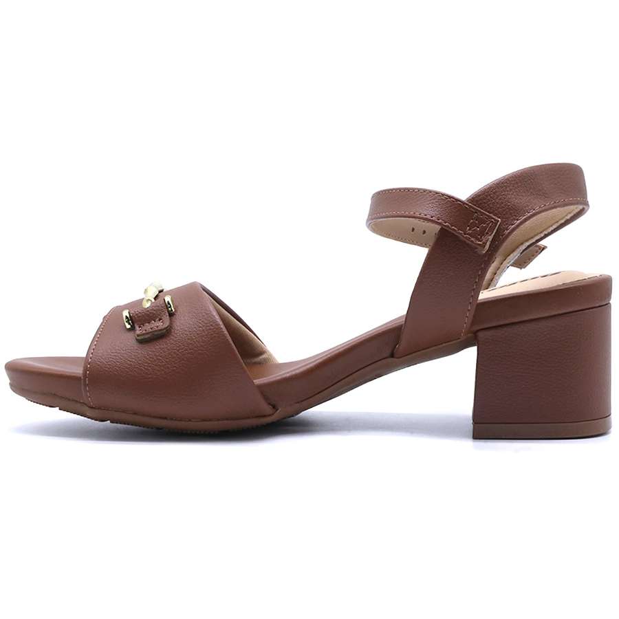 BR Brown Horsebit Block Heel Sandal