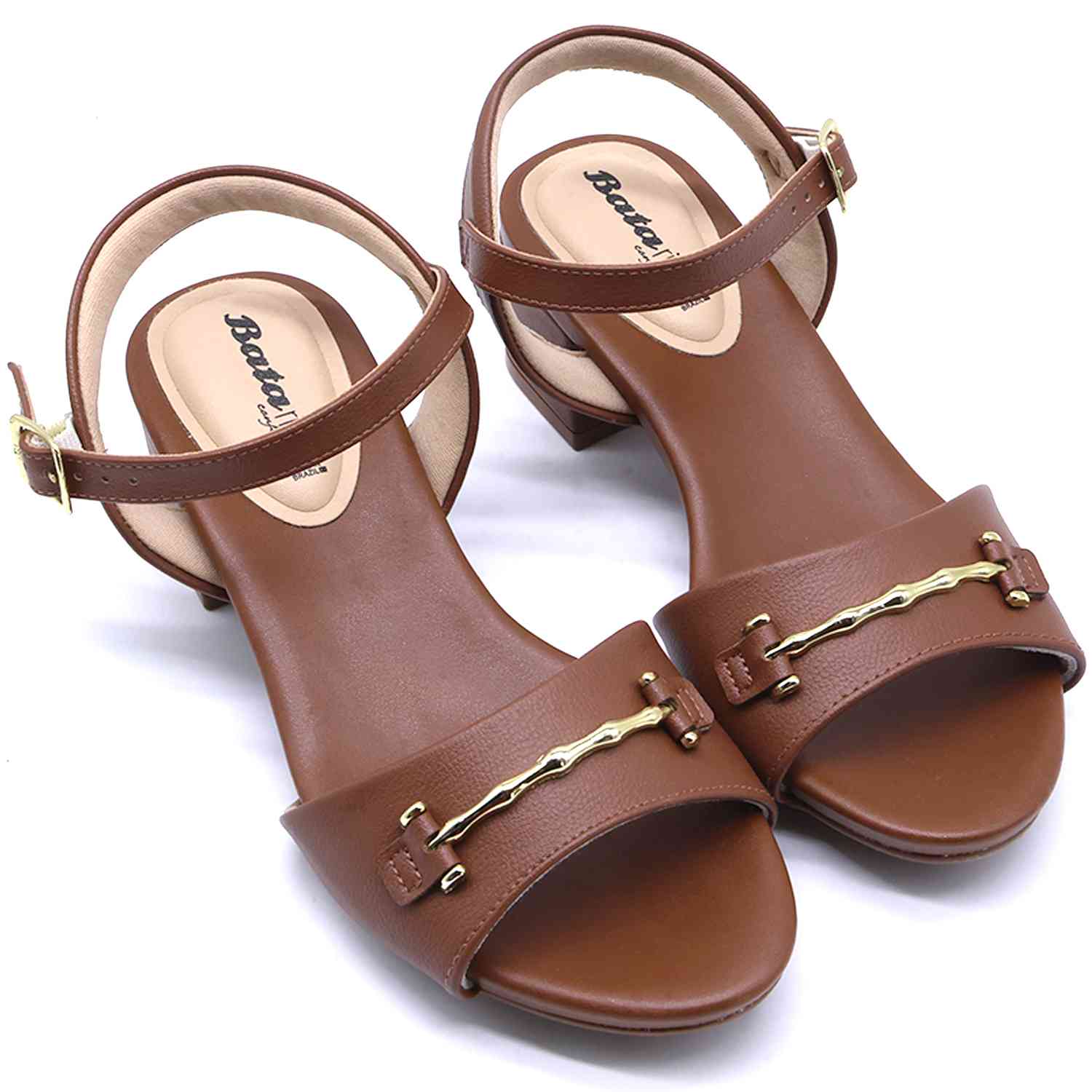 BR Brown Horsebit Block Heel Sandal