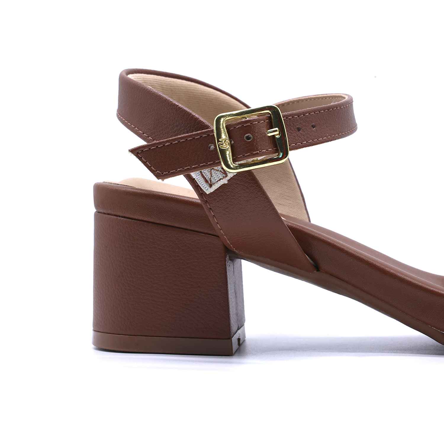 BR Brown Horsebit Block Heel Sandal