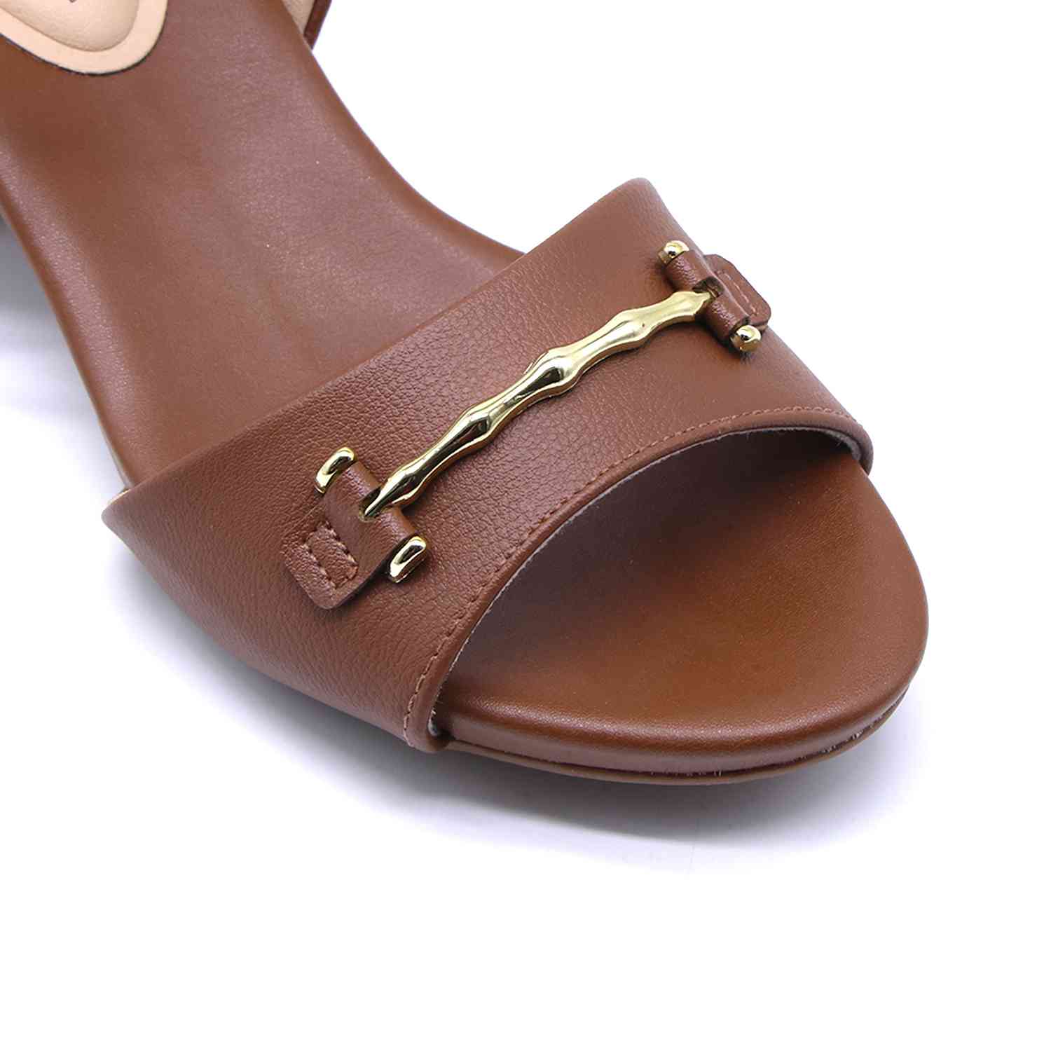 BR Brown Horsebit Block Heel Sandal