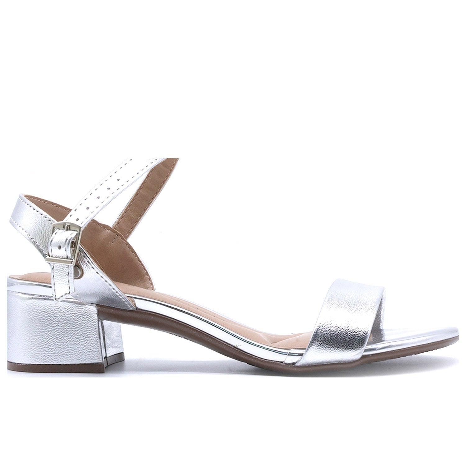 BR Silver Block Heel Sandal