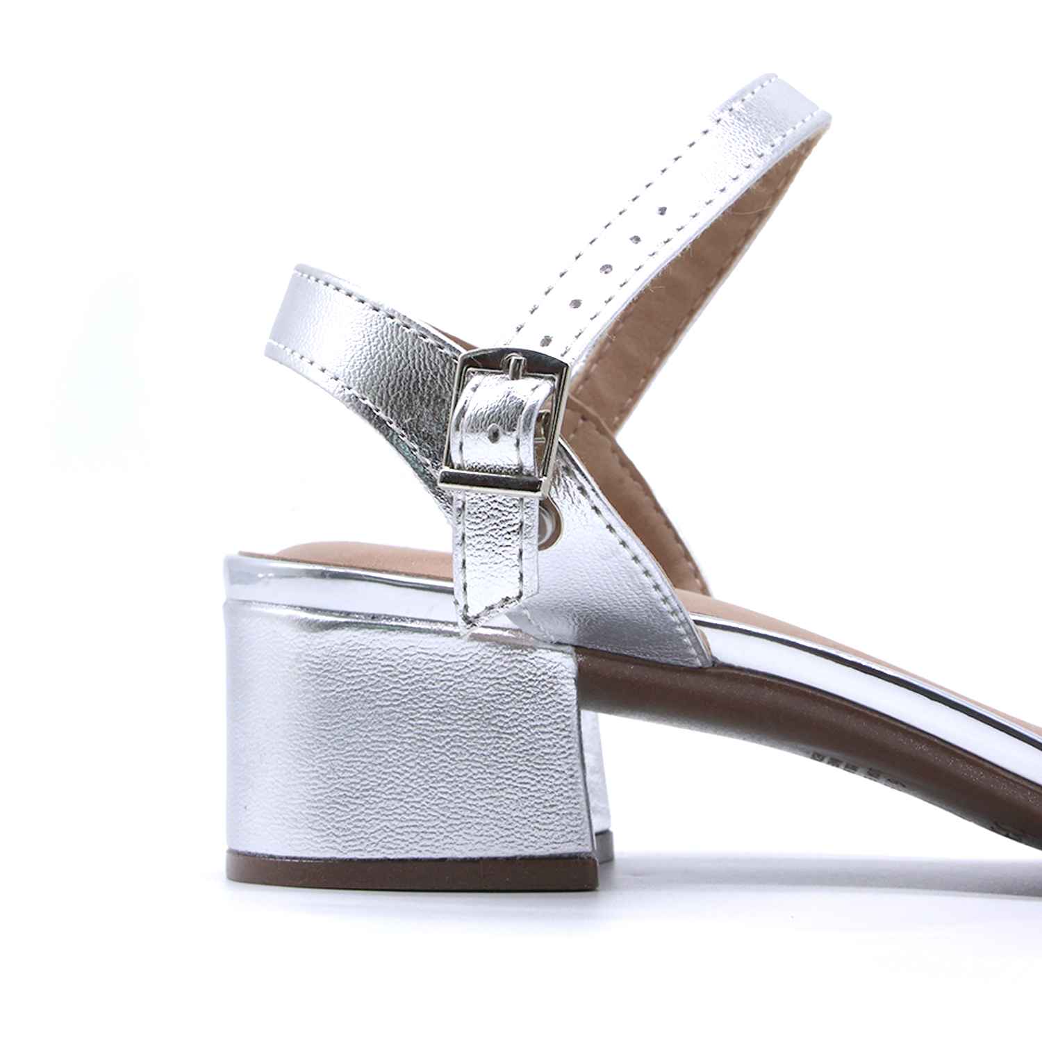 BR Silver Block Heel Sandal