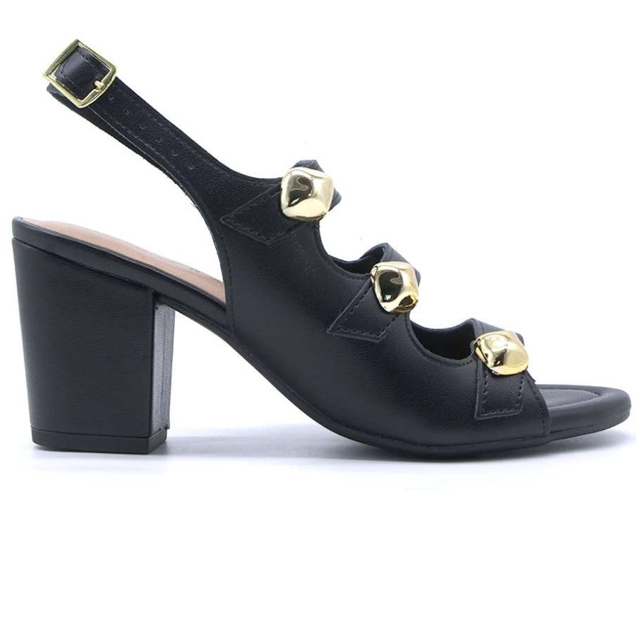 BR Black Studded Multistrap Sandal