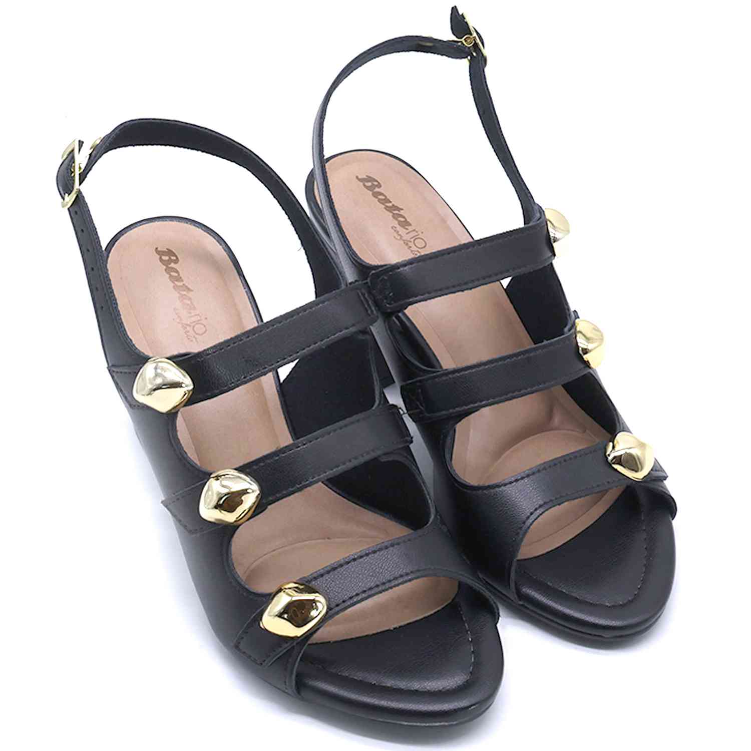 BR Black Studded Multistrap Sandal