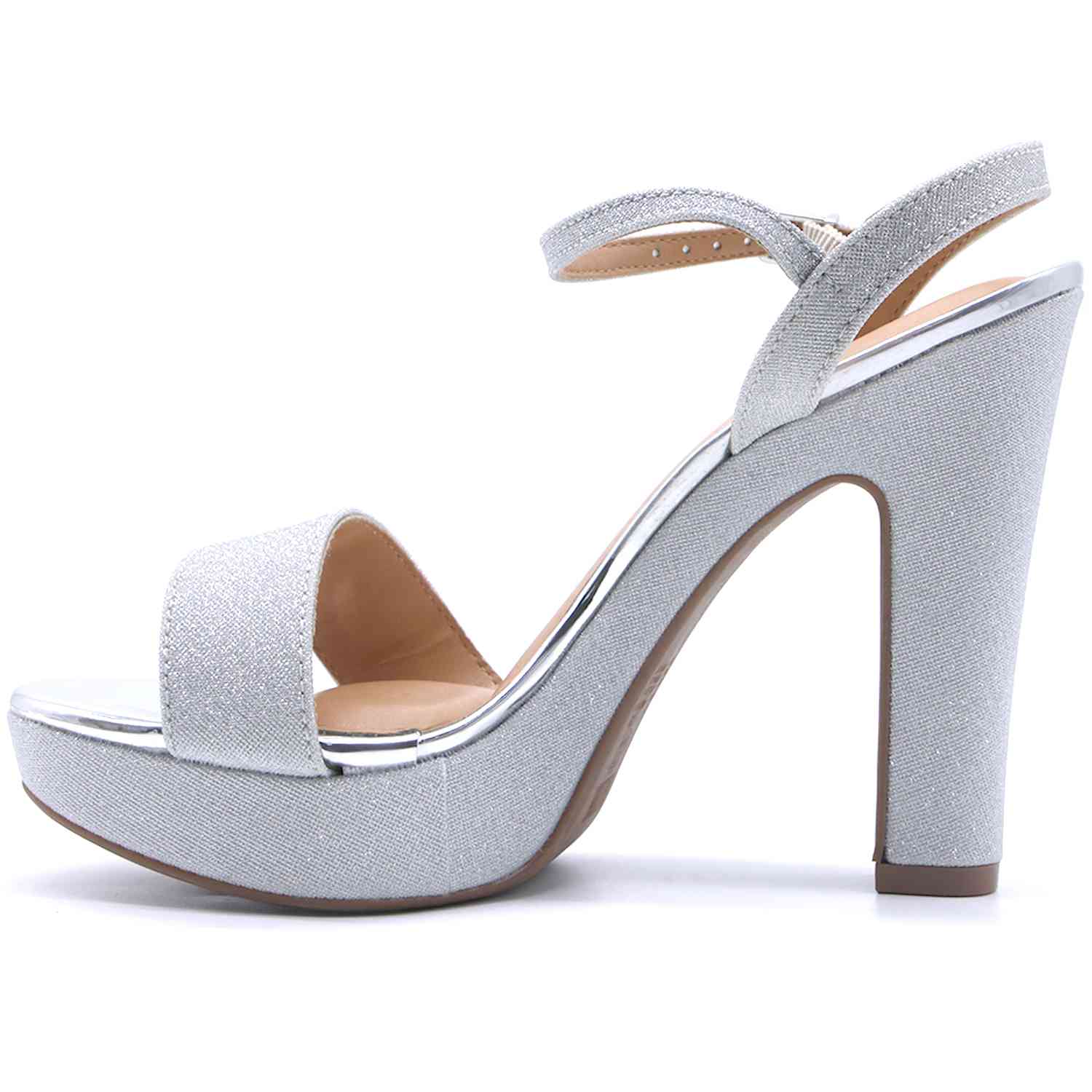BR Silver Glitter Platform Sandals