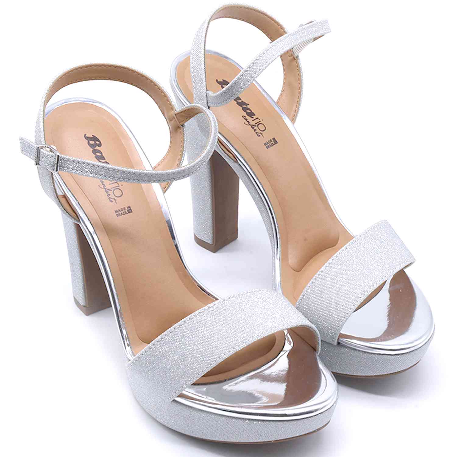 BR Silver Glitter Platform Sandals