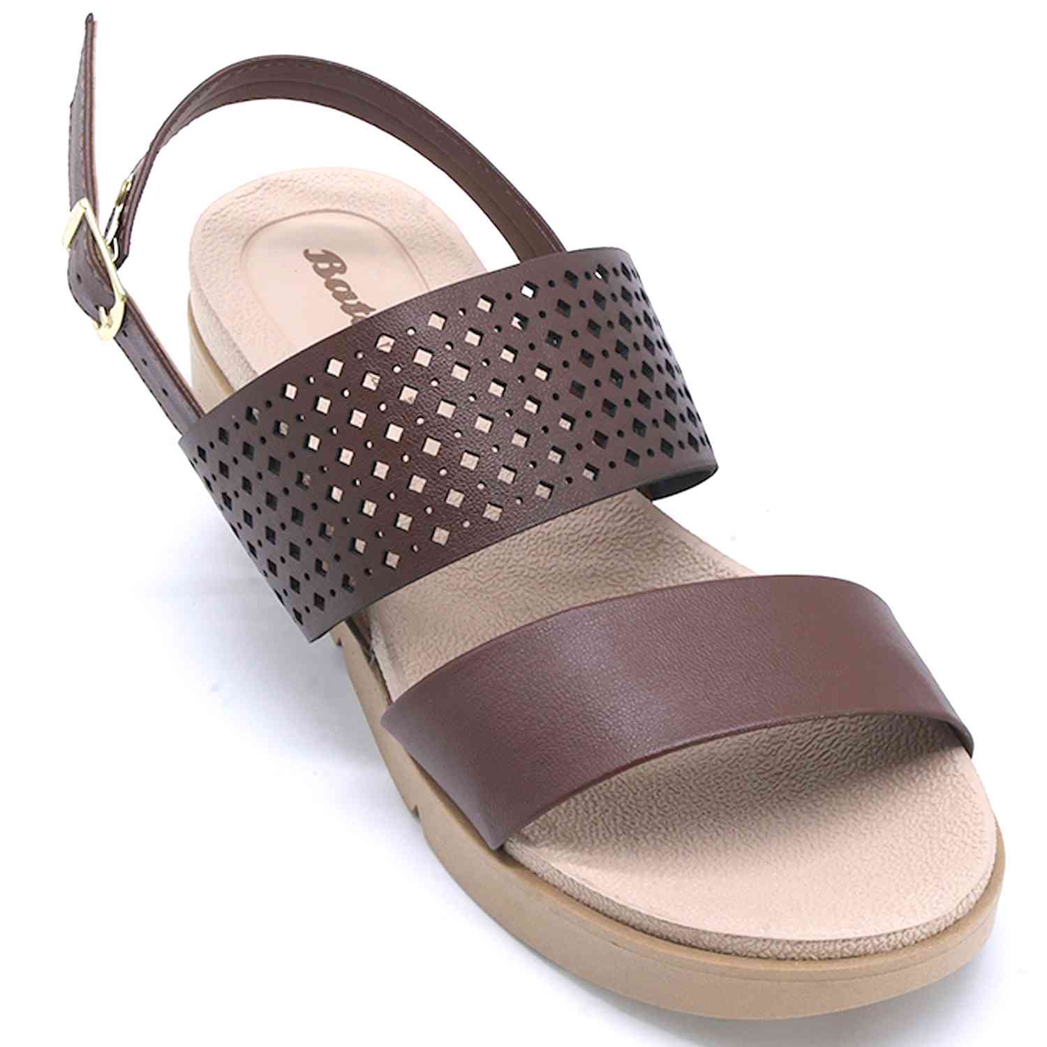 BR DBL STRAP BROWN SANDALS