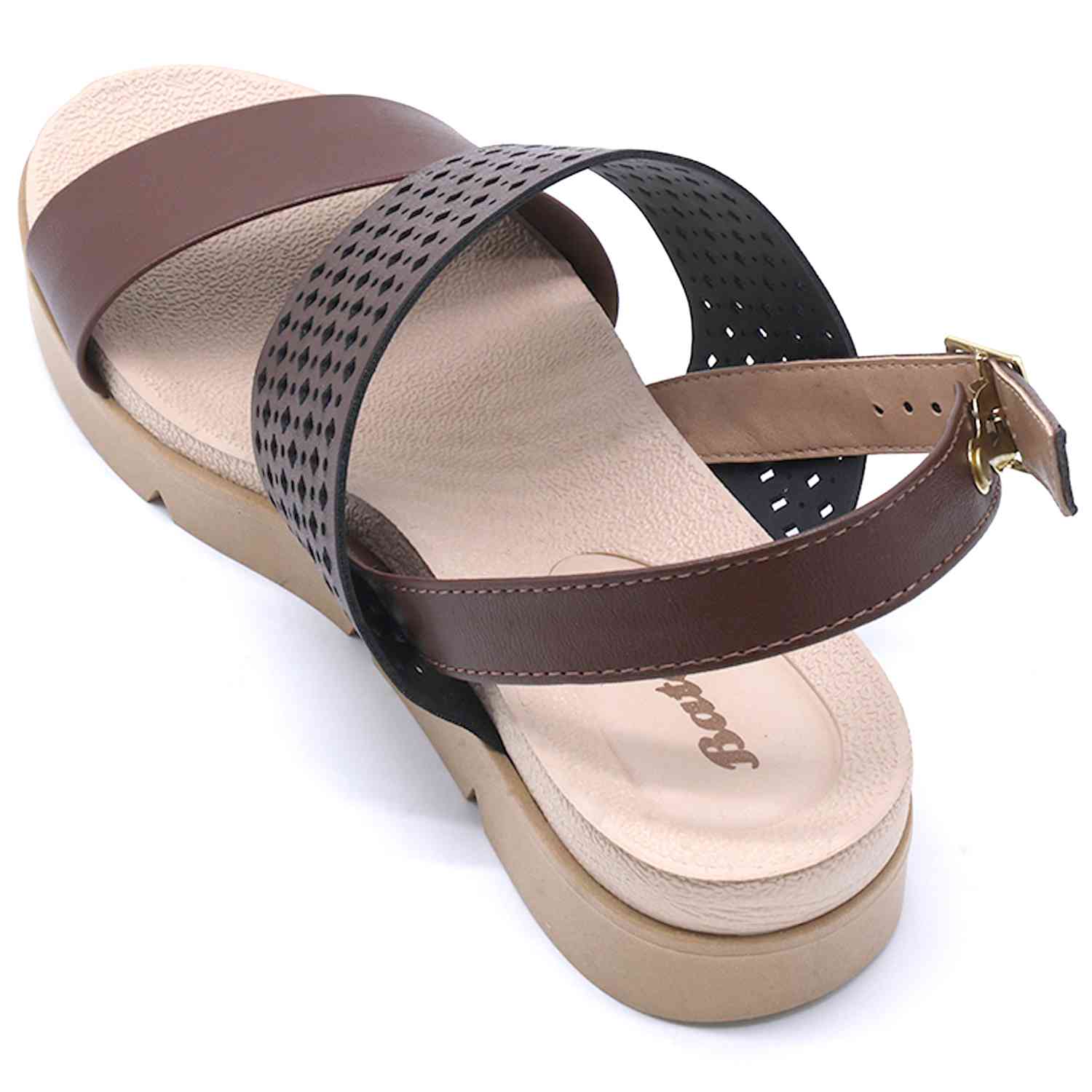 BR DBL STRAP BROWN SANDALS