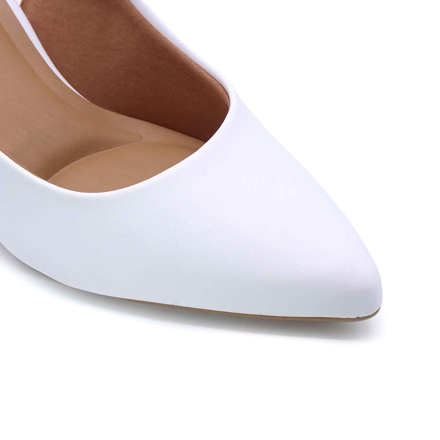 Br Classic Block Heel White Slingback Stilletos