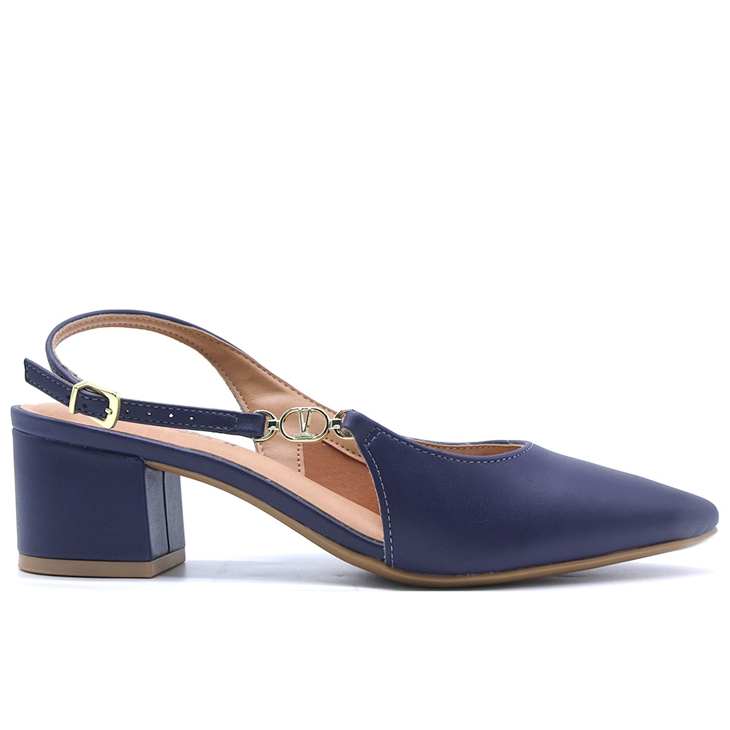 Br Low Navy Block-Heel Slingbacks