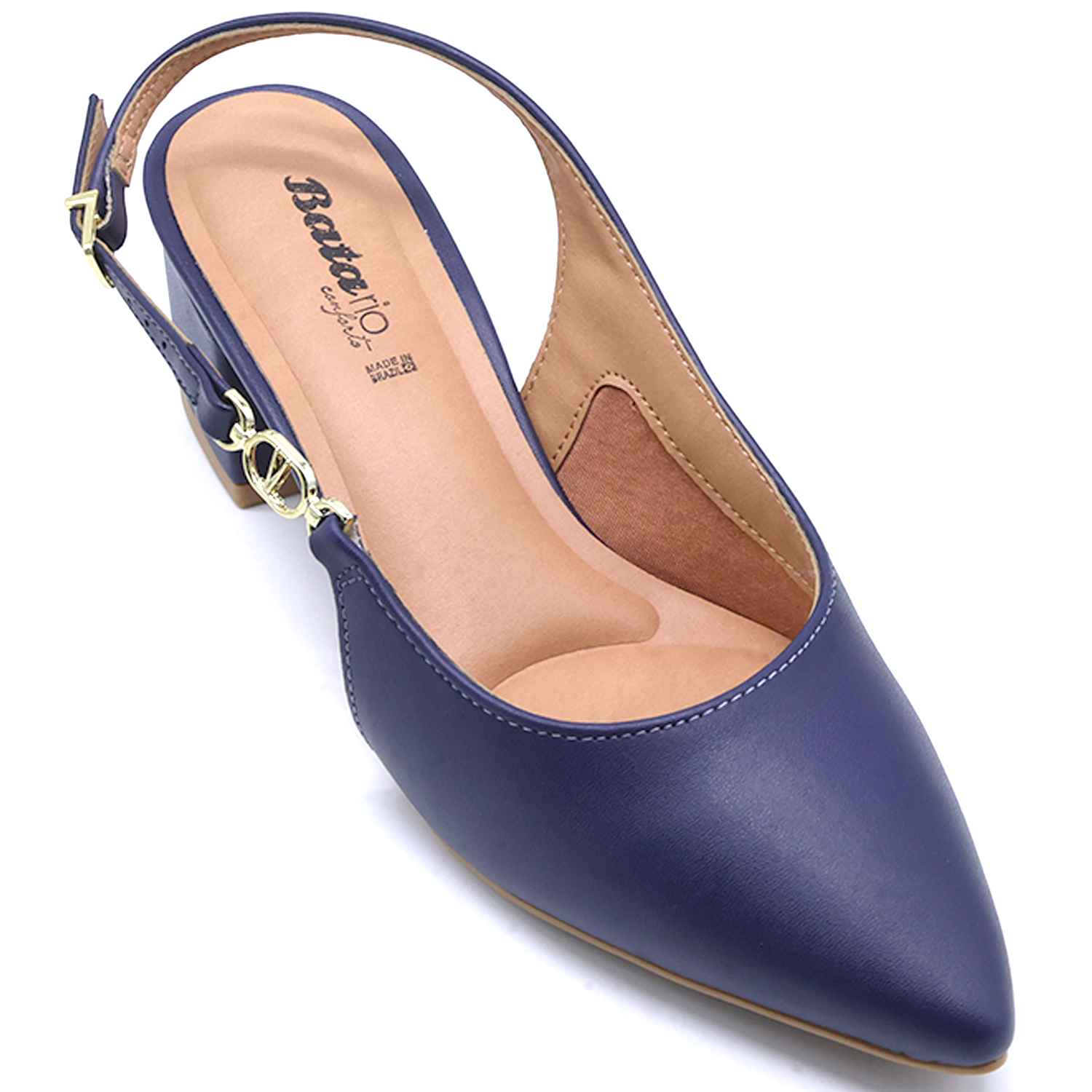 Br Low Navy Block-Heel Slingbacks