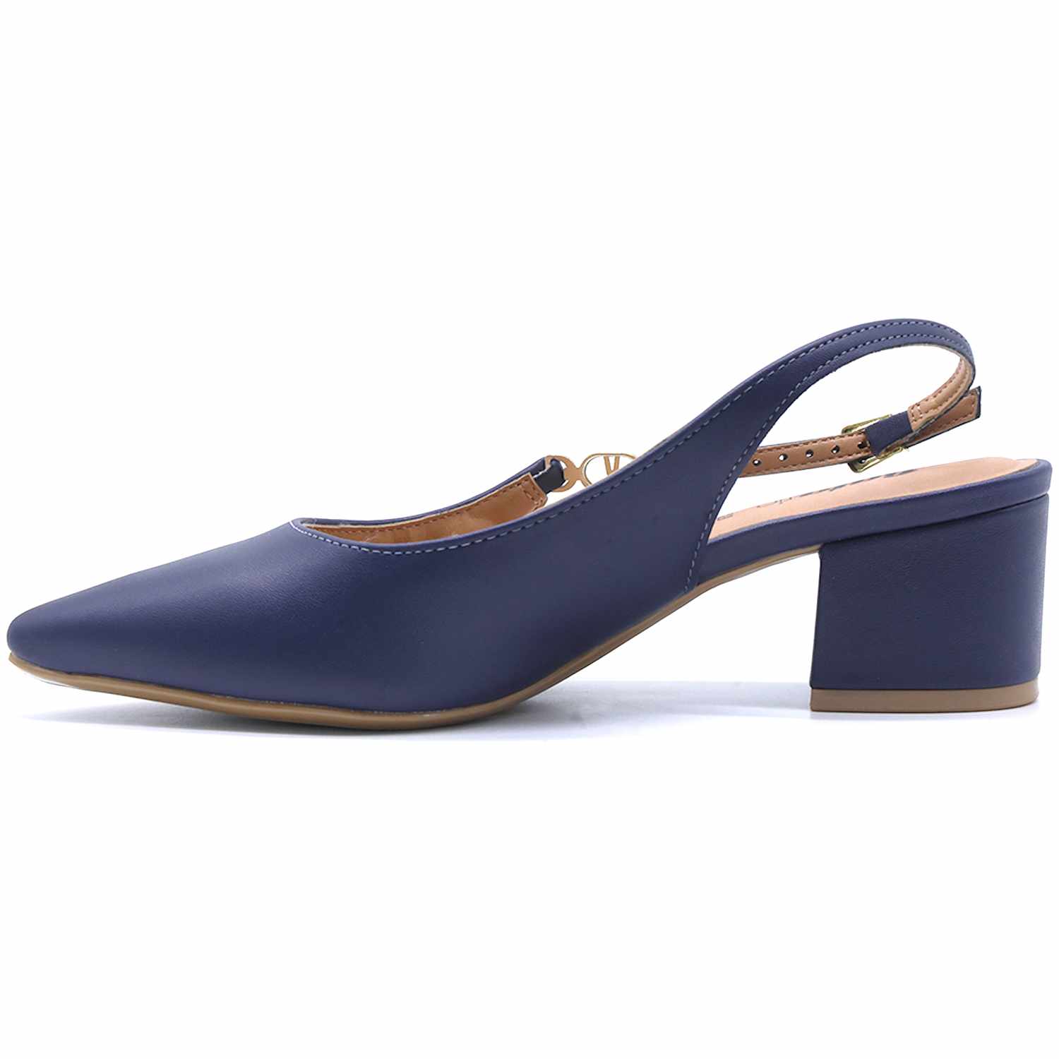 Br Low Navy Block-Heel Slingbacks