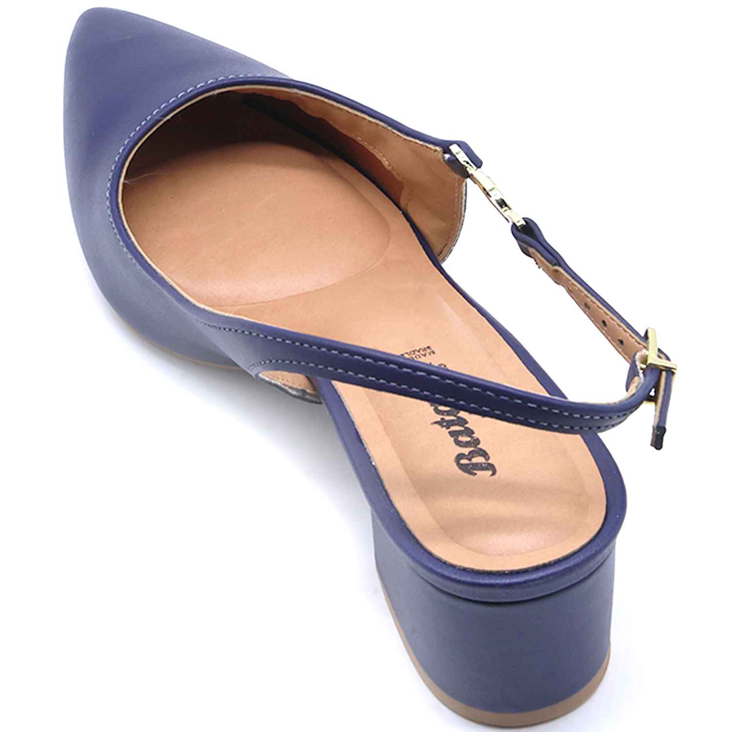 Br Low Navy Block-Heel Slingbacks