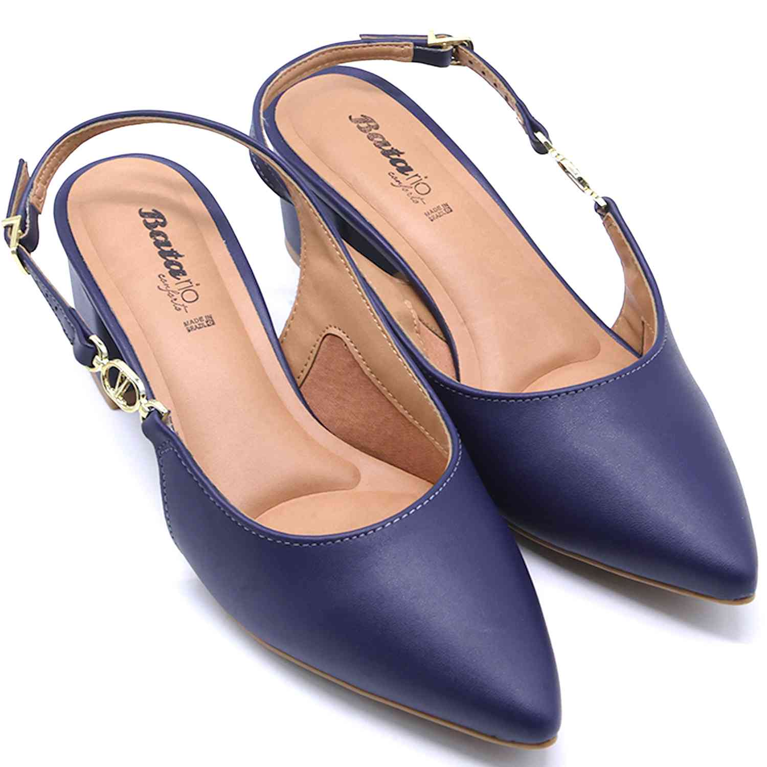Br Low Navy Block-Heel Slingbacks