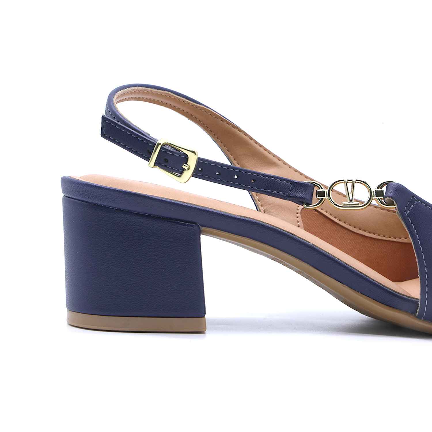 Br Low Navy Block-Heel Slingbacks