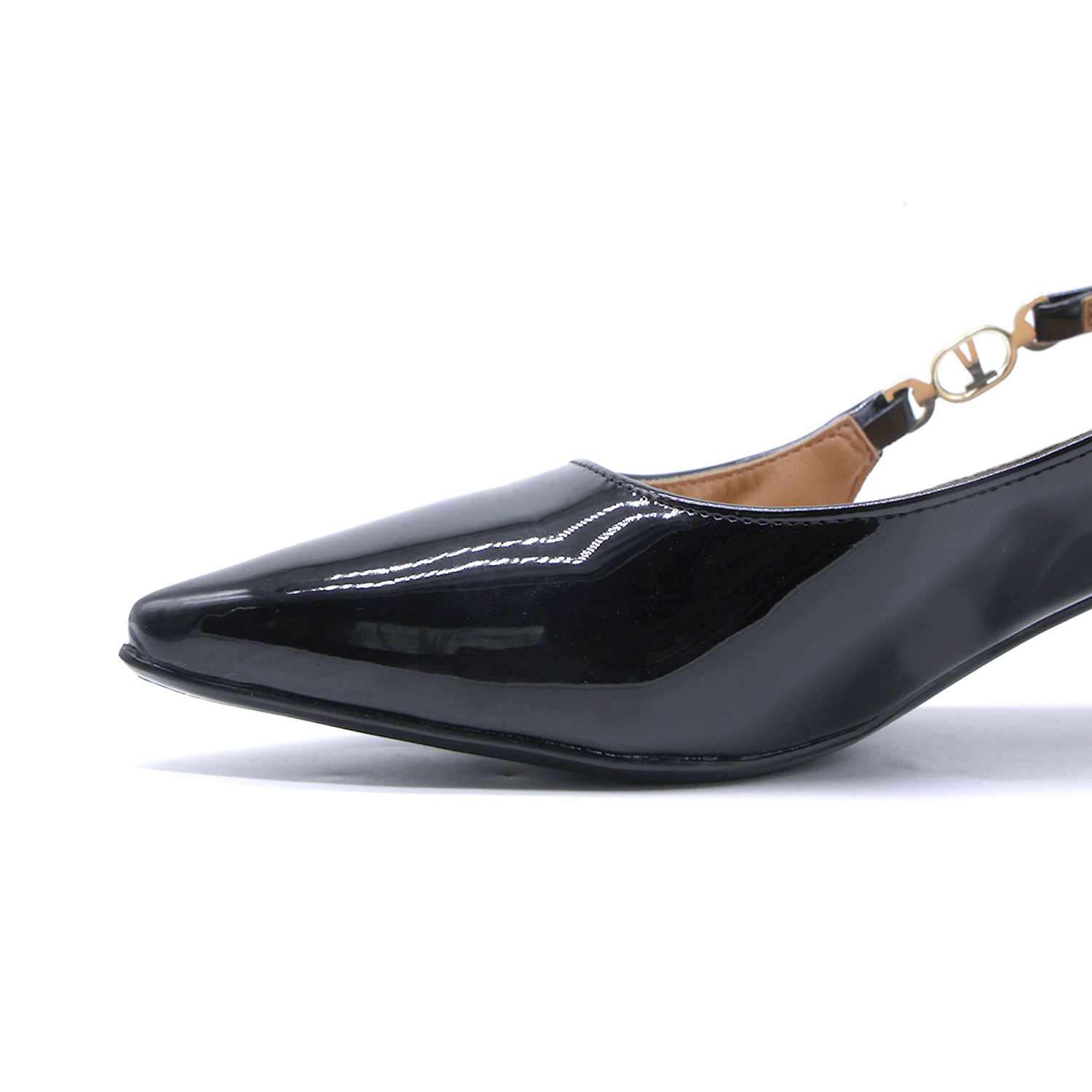 Br Low Black Patent Block-Heel Slingbacks