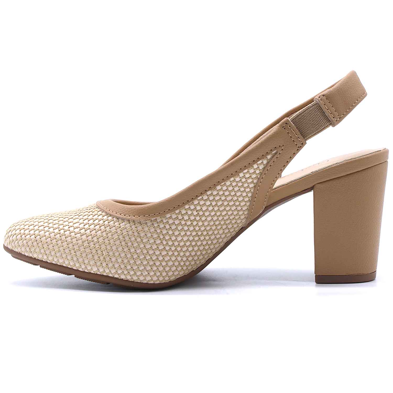 Br Beige Intertwined Block-Heel Slingbacks